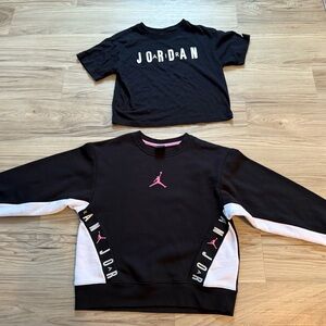 Jordan Kids Black and Pink Shirt & Sweatshirt Set Size Youth Large